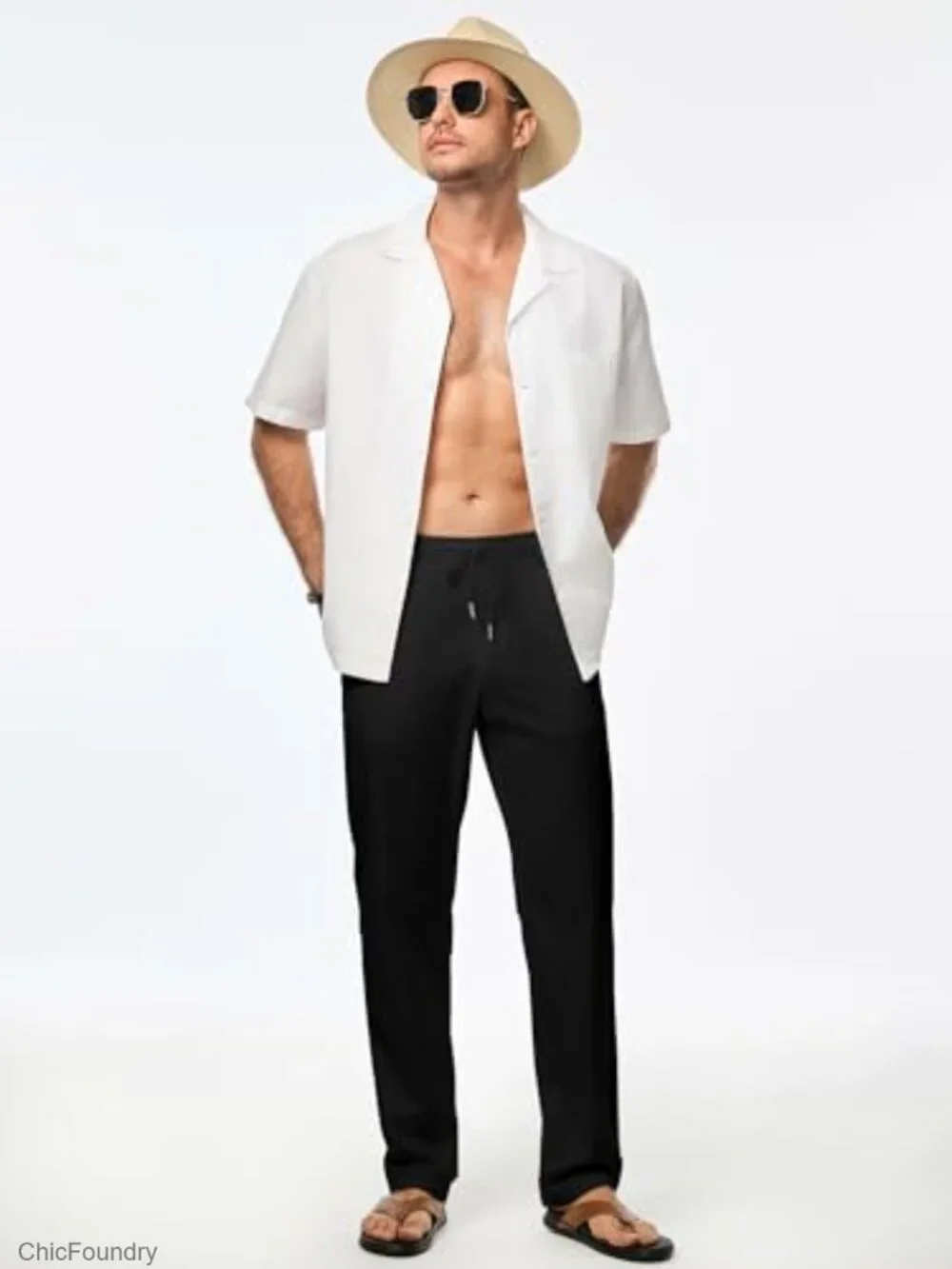 Men's Casual Drawstring Pants Elastic Waist Lightweight Summer Beach Joggers